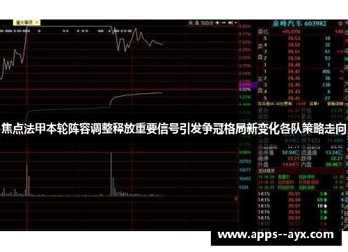 焦点法甲本轮阵容调整释放重要信号引发争冠格局新变化各队策略走向